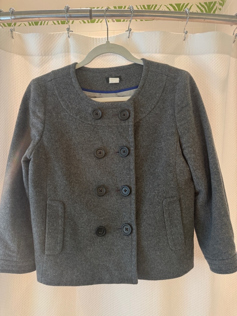 J. Crew Gray Double-Breasted Wool Peacoat